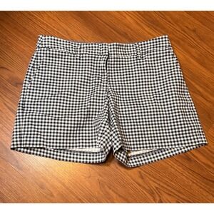 Nautica Gingham Shorts Women Size 6 Navy Blue Excellent Preppy Stretch Cotton